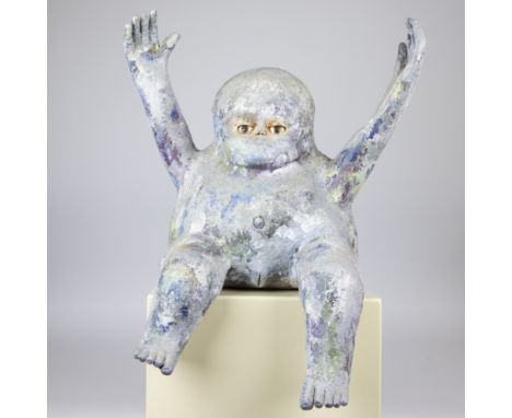 Lieven Demunter (1962) Female creature. Ceramic sculptuur, signed. Vrouwelijke wezen. Keramieken sculptuur, getekend. H 47 cm