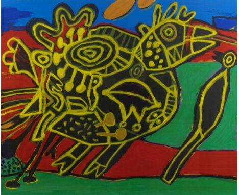Guillaume Corneille ( 1922- 2010 ) Silkscreen 'L'oiseau né du paysage' Numbered EA, 1992. Zeefdruk ‘ L’oiseau né du paysage ‘