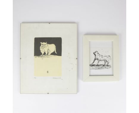 José VERMEERSCH (1922-1997) Ink drawing + Lithograph, signed and numbered 31/50. Inkttekening + lithografie, getekend en genu