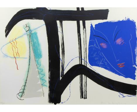 André Van Schuylenbergh ( 1952 - ) Lithograph 'Blue Lady' (1991) Signed and numbered 66/75. Lithografie ‘ Blue Lady ‘ ( 1991 