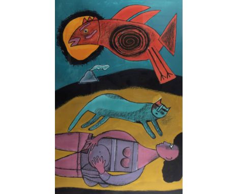 CORNEILLE (1922-2010) Le grand oiseau du désert. Lithograph, signed, numbered EA 6/30 and dated '99 Le grand oiseau du désert
