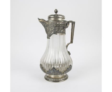 Crystal pitcher in silver frame circa 1900 Kristallen schenkkan in zilveren montuur circa 1900 H 29 cm