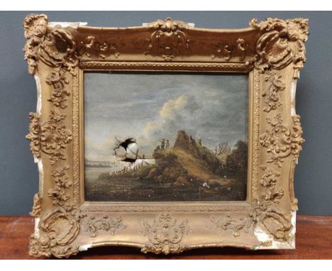 A group of three 18th and 19th century paintings, to include a group of four 18th century topographical watercolour miniature