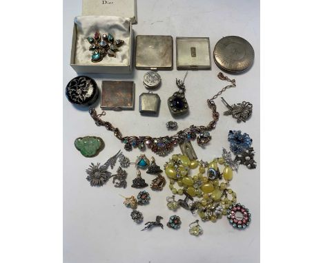 A collection of vintage costume jewellery including items of Christian Dior (one in the original box), Mitchel Maer etc, a mu