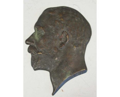 A relief bronze plaque of George V facing to dexter, after Bertram Mackennal, 24 x 18cm