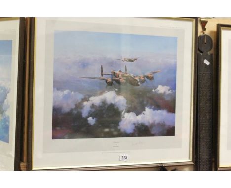 Framed & Glazed Robert Taylor first edition 'Lancaster' print signed in pencil by Leonard Cheshire (25 x 21'' approx)