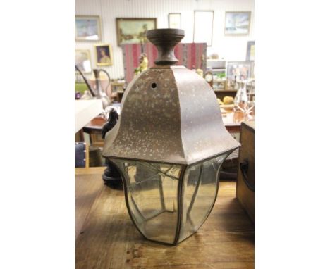 Copper and Bevelled Glass Central Hall Light