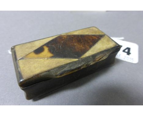 Georgian Horn Snuff Box inlaid with Tortoiseshell