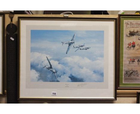 Framed & Glazed Robert Taylor first edition 'Hurricane' print signed in pencil by R.R. Stanford-Tuck (25 x 21'' approx)