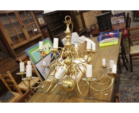 Large Brass Central Light Fitting with Six Branches over Twelve Branches