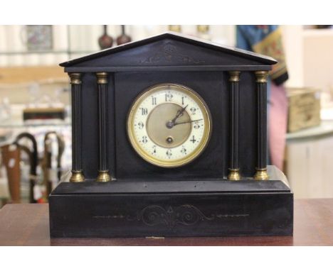 Victorian Slate Mantle Clock, architectural classical form