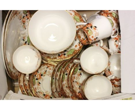 Edwardian Tea Service with 12 Cups & Saucers, 12 Tea plates, Milk, Sugar and 2 Cake Plates