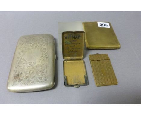 Advertising Vitmar Cigarette Case, Vintage Brass Notepad Holder and Two Cigarette Cases