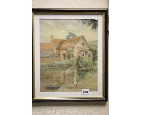 Watercolour 'The Deserted Mill' by Martin R Tozer dated 1946