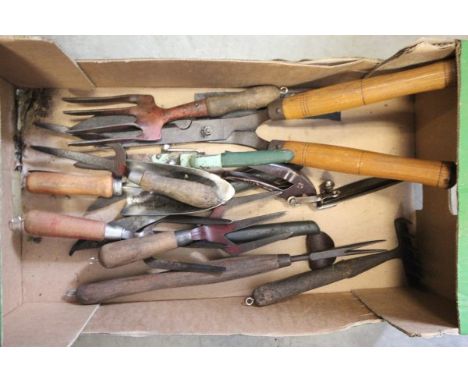 Group of Garden Tools including Shears, Forks, Trowls, etc