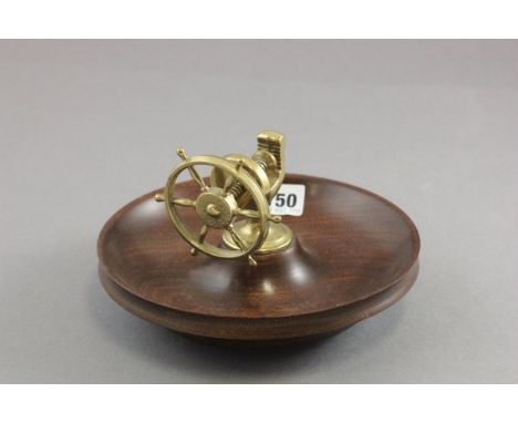 Oak Handmade Bowl set with a Brass Nutcracker in the form of a Ships Wheel