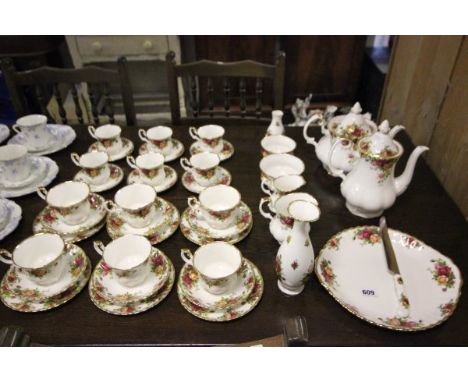 Royal Albert 'Old Country Roses' Tea and Coffee Set comprising tea pot, milk jug, sugar bowl, six tea cups, saucers and tea p