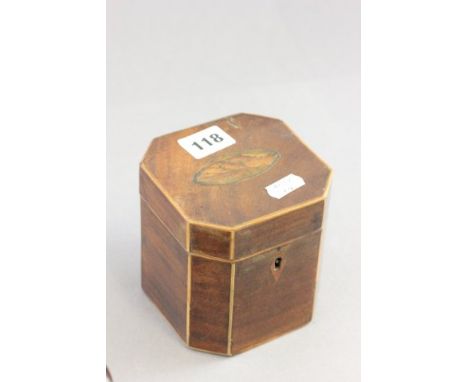 Georgian Small Mahogany and String Inlaid Tea Caddy