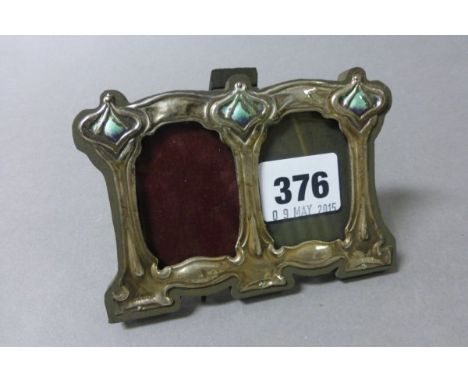 Silver and Enamel Nouveau Style Double Picture Frame