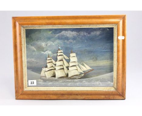 Old Model Sailing Ship in Case