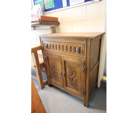 Light Oak Carved Cupboard and Drawers
