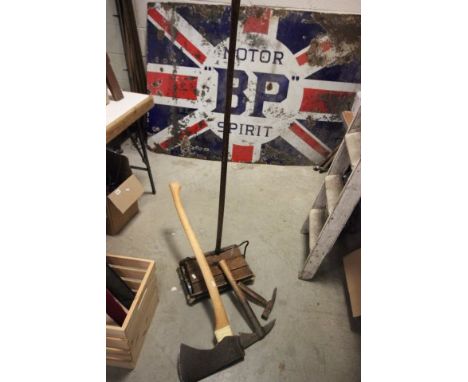 Vintage Ewbank Carpet Cleaner plus Two Vintage Fireman's Axes and another Axe