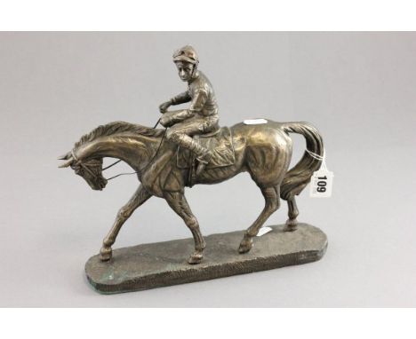 Bronze Effect Model of a Jockey & Race Horse