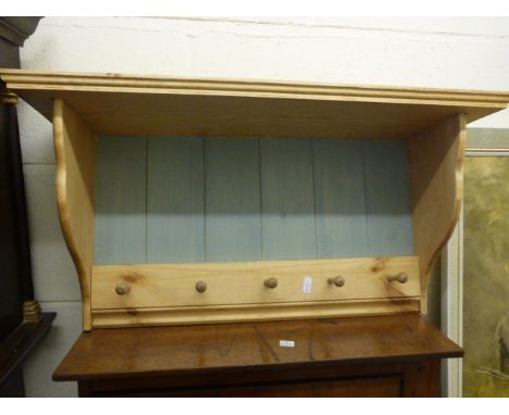 Part Painted Pine Shelf Unit with Coat Hooks