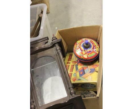 Box of Mixed Items including Clock Case, Toys, etc