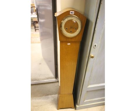 Mid 20th century Smiths Pale Oak Cased Grandmother Clock