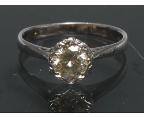 A diamond solitaire ring, round brilliant cut diamond approx 0.55ct, illusion collar crown, 18ct white gold shank, size L, Lo