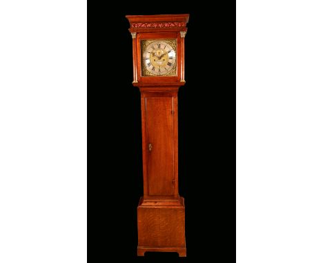 A good George II oak and mahogany long case clock, square 30.5cm dial,   silvered Roman chapter with Arabic minutes, matted c