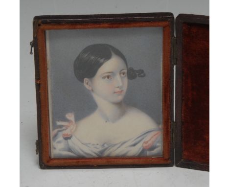 English School (early 19th century), a portrait miniature, of a young girl, watercolour on ivory, 8.5cm x 7cm