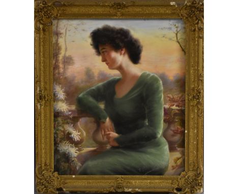 F**Patrick (early 20th century)Portrait of a lady, half length, seated wearing a green dresssigned, pastel, 80cm x 67cm