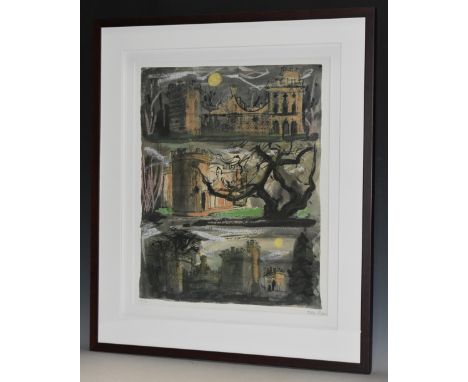 John Piper (1903 - 1992), by and after, Clytha Castle, Triptych, coloured print, signed in pencil and numbered 55/70, 51cm x 