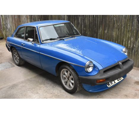 A vintage 1970s MG BGT Coupe motorcar, 3538 factory fitted V8 Petrol engine, registration Number MRX 44P, registered 21st Jan