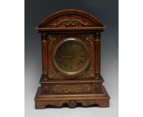 A late 19th century walnut bracket clock, 12.5cm brass dial inscribed H Pomfritt, 40 Great Ancoats Street, Manchester,  eight