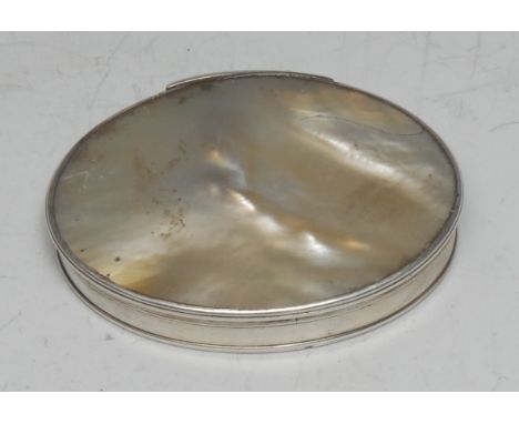 A George I/II silver and mother of pearl oval snuff box, c.1730