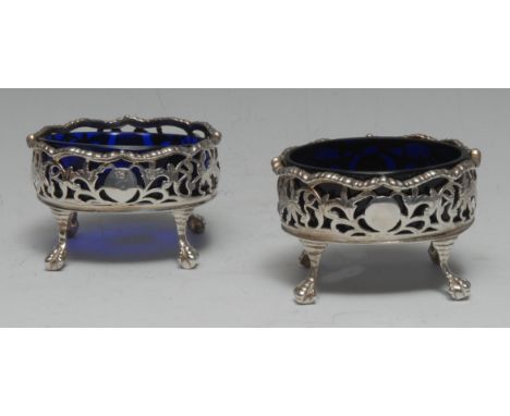 A pair of early George III silver oval salts, London 1768  
