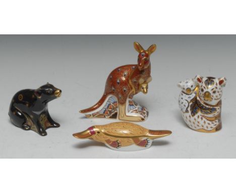 A Royal Crown Derby paperweight, Kangaroo, The Australian Collection limited edition, gold stopper, certificate, boxed; two o