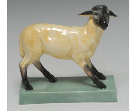 A Royal Worcester animal group, modelled by Doris Linder, Sheep, printed crown and circle mark in green, model no.3155