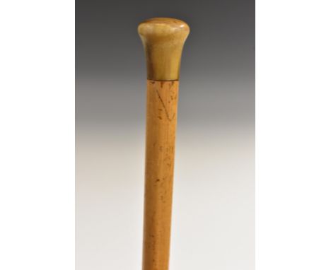 A 19th century gentleman's novelty walking stick, the domed horn pommel enclosing a travelling corkscrew, malacca shaft, 81cm