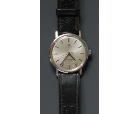 Omega - a vintage 1960's Seamaster DeVille Gentleman's wristwatch, silvered dial, block baton markers, minute track, centre s