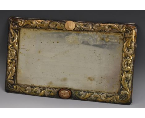 A 19th century Continental silver-gilt fitted gilt metal mounted boulle and ebonised serpentine dressing casket, hinged cover