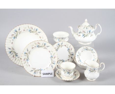 A Royal Albert bone china "Brigadoon" pattern combination service, including teapot, milk and sugar 