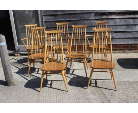 A set of seven Ercol Golden Dawn "Goldsmiths" high back Windsor chairs (4+3)Condition:No visible issues 