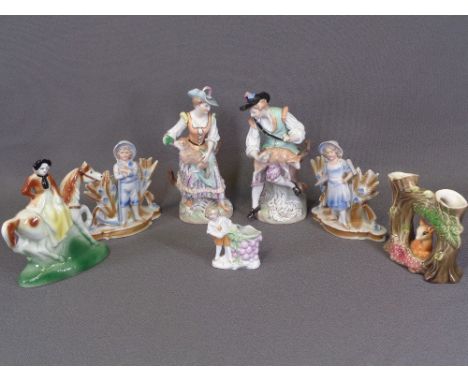 DRESDEN - a pair of farm worker boy and girl figures, 21cms H and other ornaments