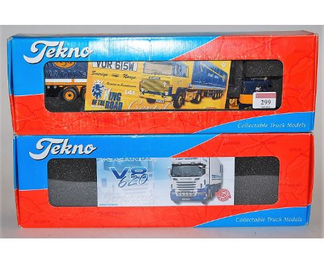 A Tekno 1:50 scale boxed road haulage group, to include No. 9882CE Norscott Scania V8 620, and a No.1190 King of the Road Sca