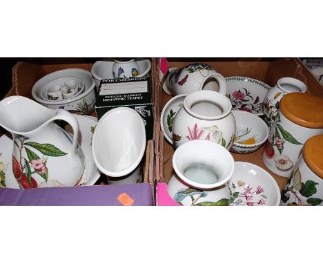 Two boxes of assorted Portmeirion tablewares, to include; jug and bowl in the Pamona pattern, boxed Botanic Garden miniature 