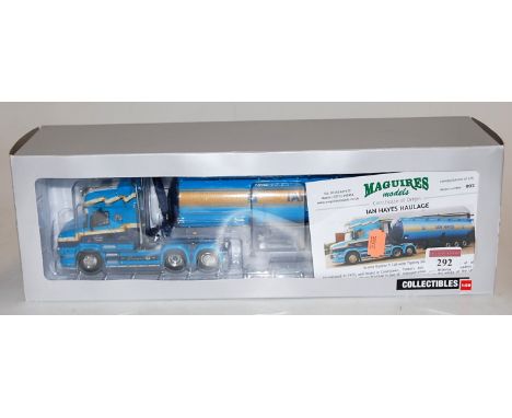 A WSI Collectables 1:50 scale limited edition model of a Scania Topline T-cab, with tipping silo tanker, finished in Ian Haye